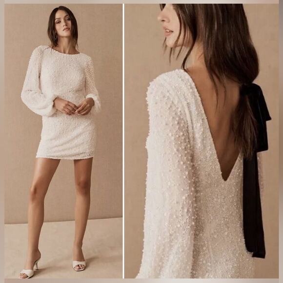New BHLDN Anthropologie Forever That Girl Pearl Kanelle Dress $395 White Large - Picture 2 of 7